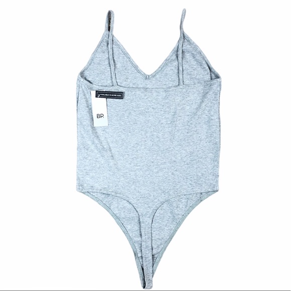 NWT BP gray ribbed v-neck bodysuit - Picture 3 of 5